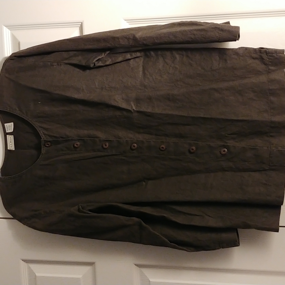 LL Bean Women's Button Front Tunic - Scoop Neck - Long Sleeve
